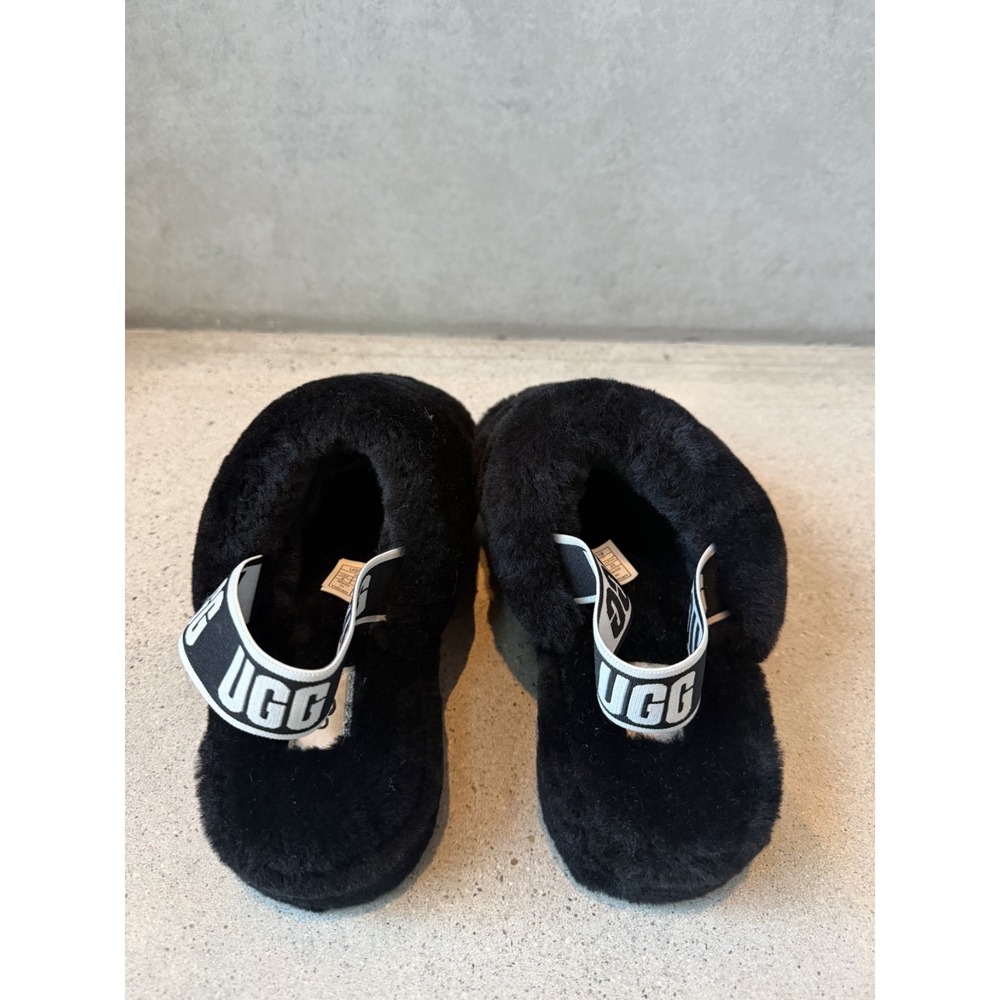 UGG Fluff Yeah Slide Black Slingback Shoes Slippers Women Size 8 NWOT - Picture 2 of 6